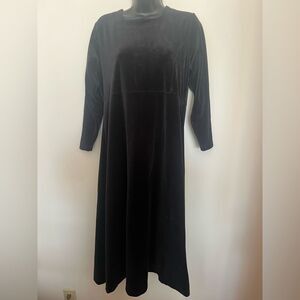 L.L. Bean Black Velvet Long Sleeve Dress